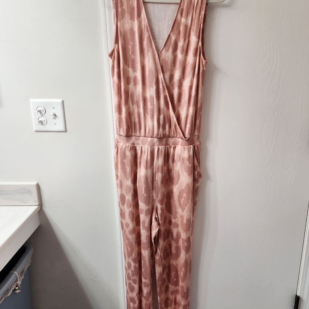 LounGy by  Giulina Pink Animal Jumpsuit
